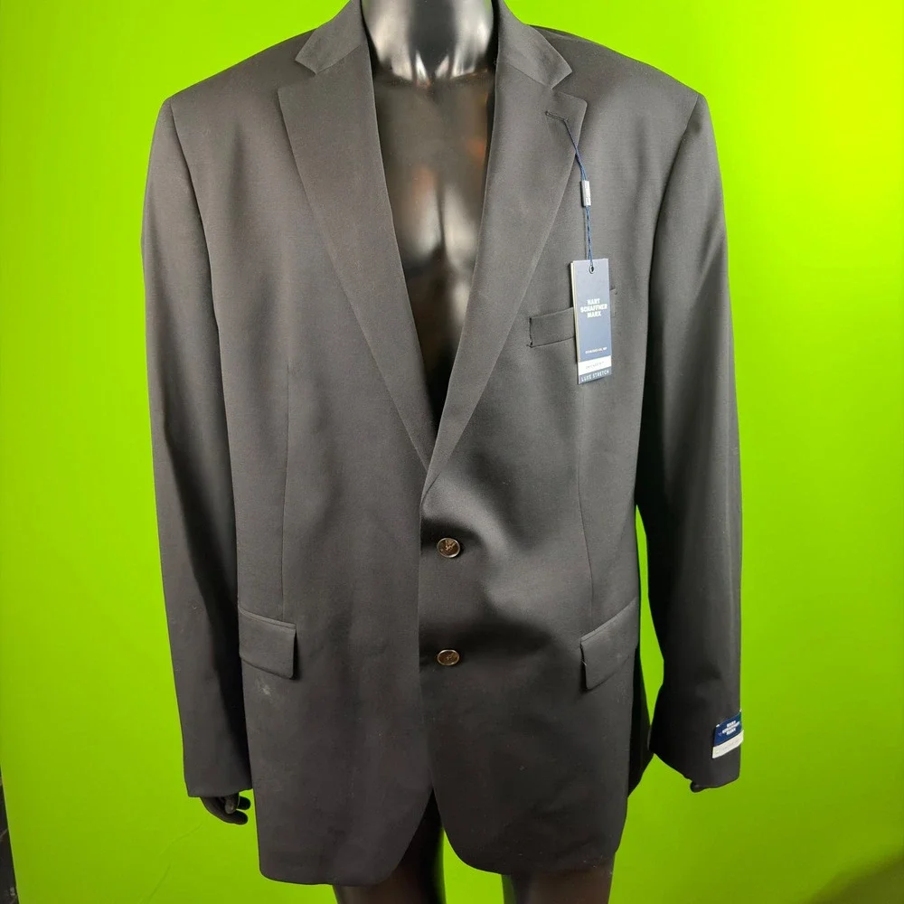Hart Schaffner Marx Chicago Luxe Stretch Blazer Mens 50L Black Wool NWT